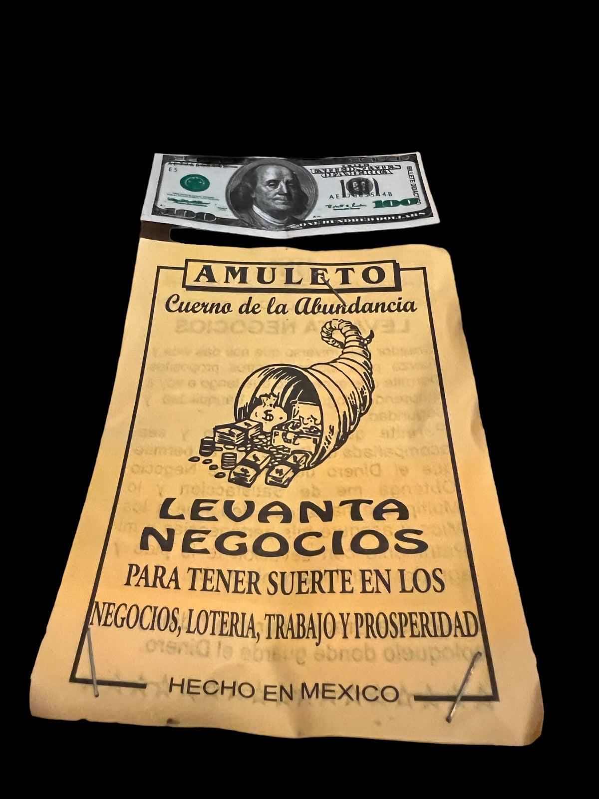Levante Negocios Cornucopia Amulet + Better Business + Money + Prosperity + Made in Mexico + Amuleto + Morralito + Blessed