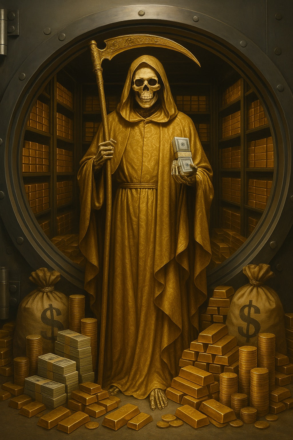 Santa Muerte Prosperity Candle Working + Money + Abundance + Business Elevation + Wealth + Career Advancement + Gold