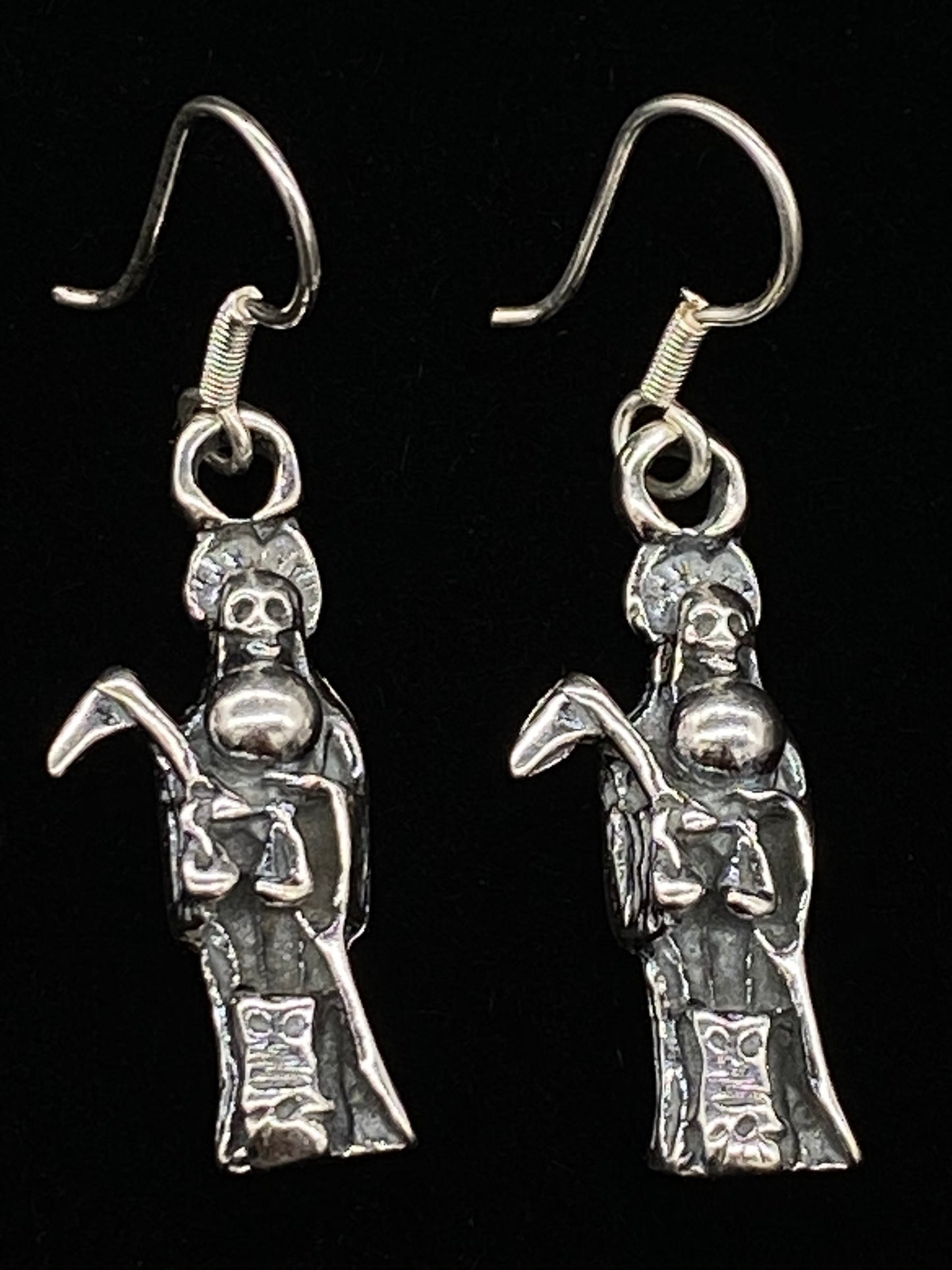 Santa Muerte Sterling Silver Earrings + Protection + Made in Mexico + Blessed