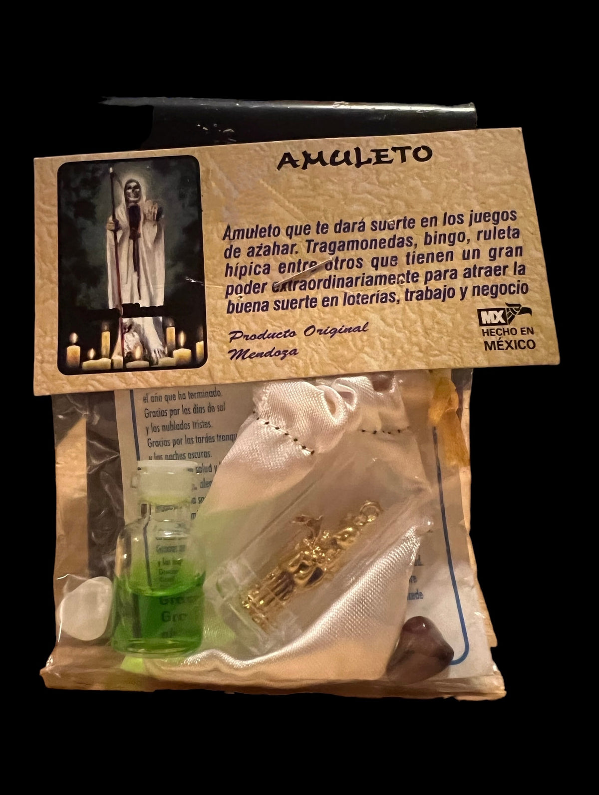Santa Muerte Blanca Amulet + Protection + Luck + Made in Mexico + Amuleto + Morralito