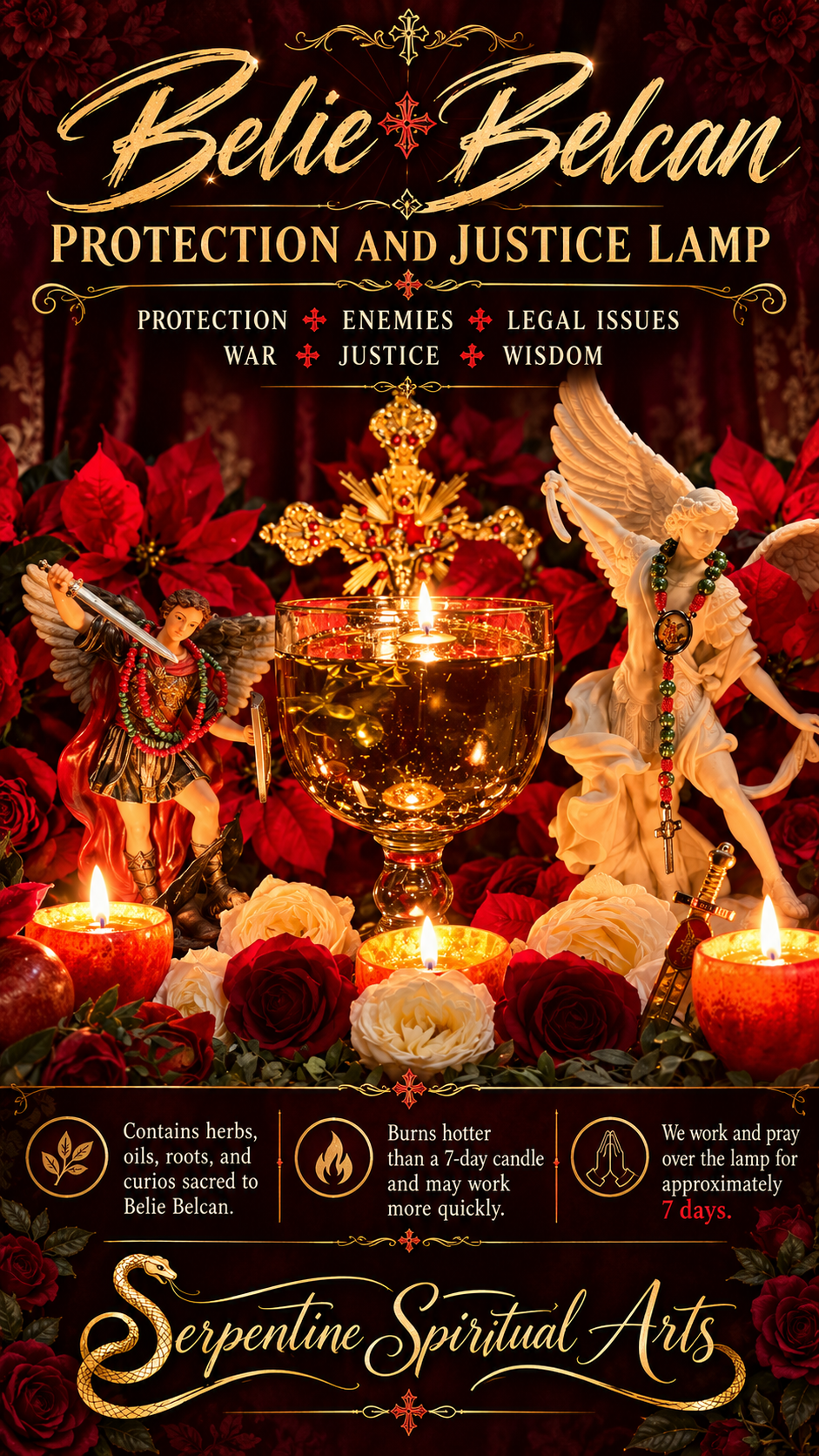 Belié Belcán Protection and Justice Lamp + Victory Over Enemies + Wisdom + Freedom from Jail
