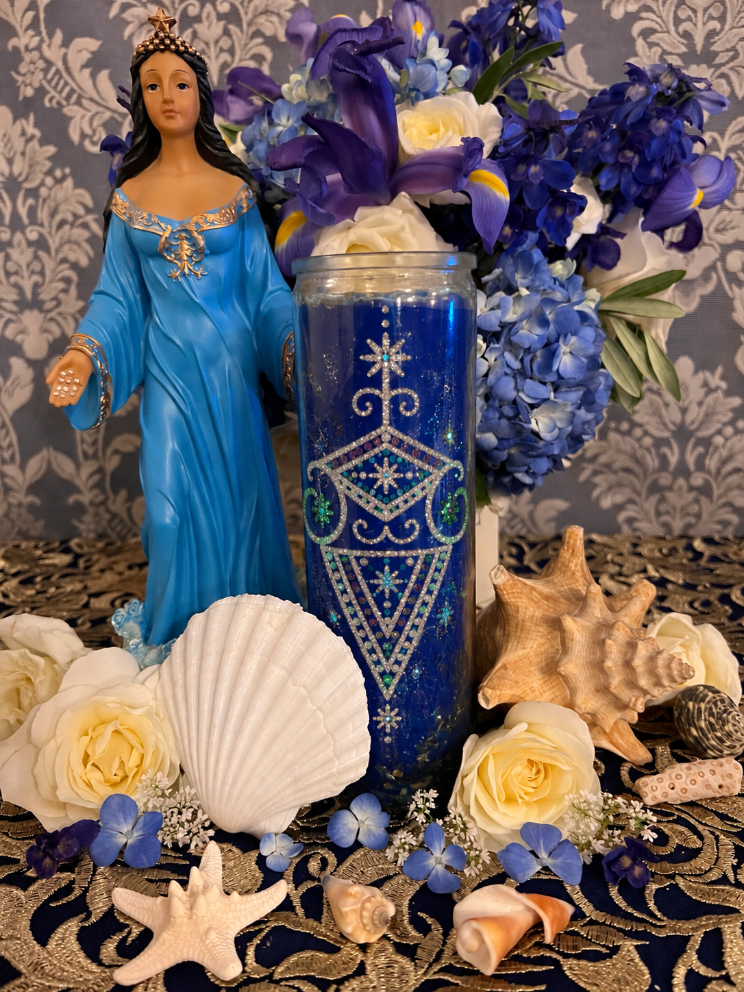 La Sirene Hand-Carved Vigil Candle + Marriage + Luck + Abundance + Motherhood + Fame + Song + Wealth