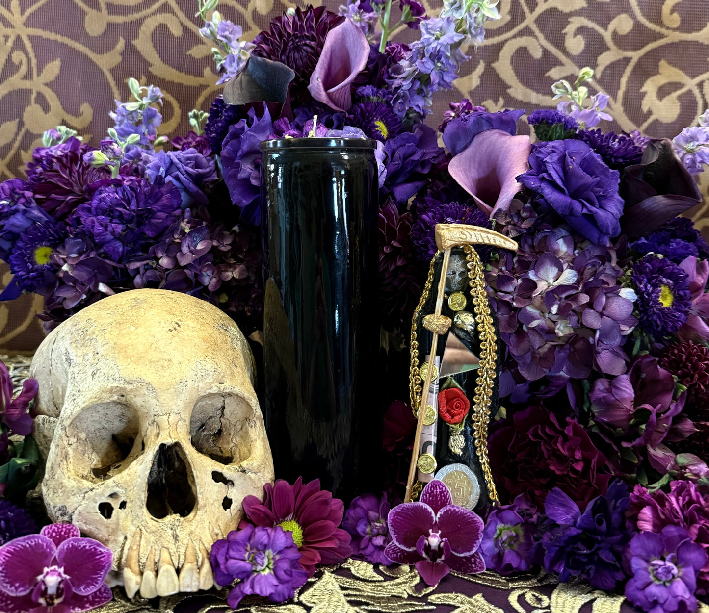 Santa Muerte Fixed Candles (Blanca, Roja, Negra, y Siete Colores)