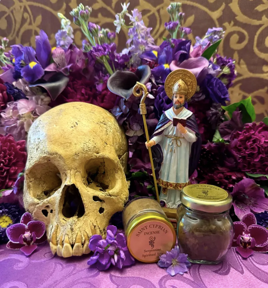 Saint Cyprian Incense + Necromancy + Witchcraft + Sorcery + Occult + Road Opening + Protection + Mastery + Domination + Healing + Divination