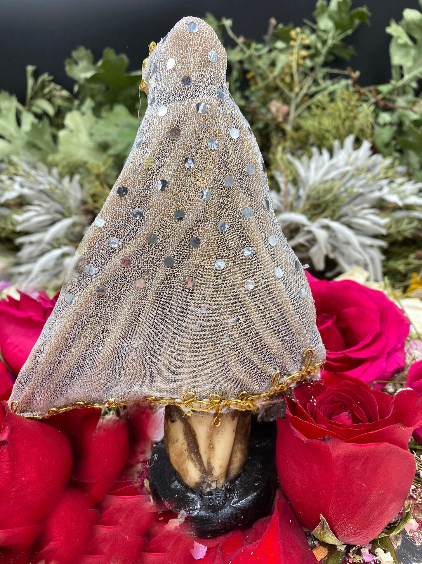 Deluxe Santa Muerte Bone Justice Statue + 7” + Hueso + Baptized + Fixed + Made in Mexico + Justicia