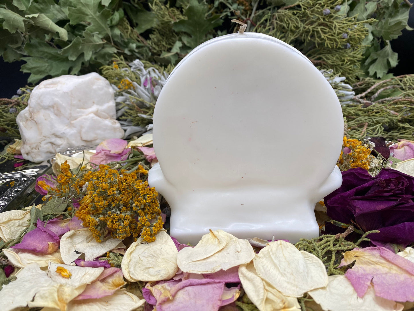 White Pentacle Candle + Witch + Witchcraft + Wicca + Protection