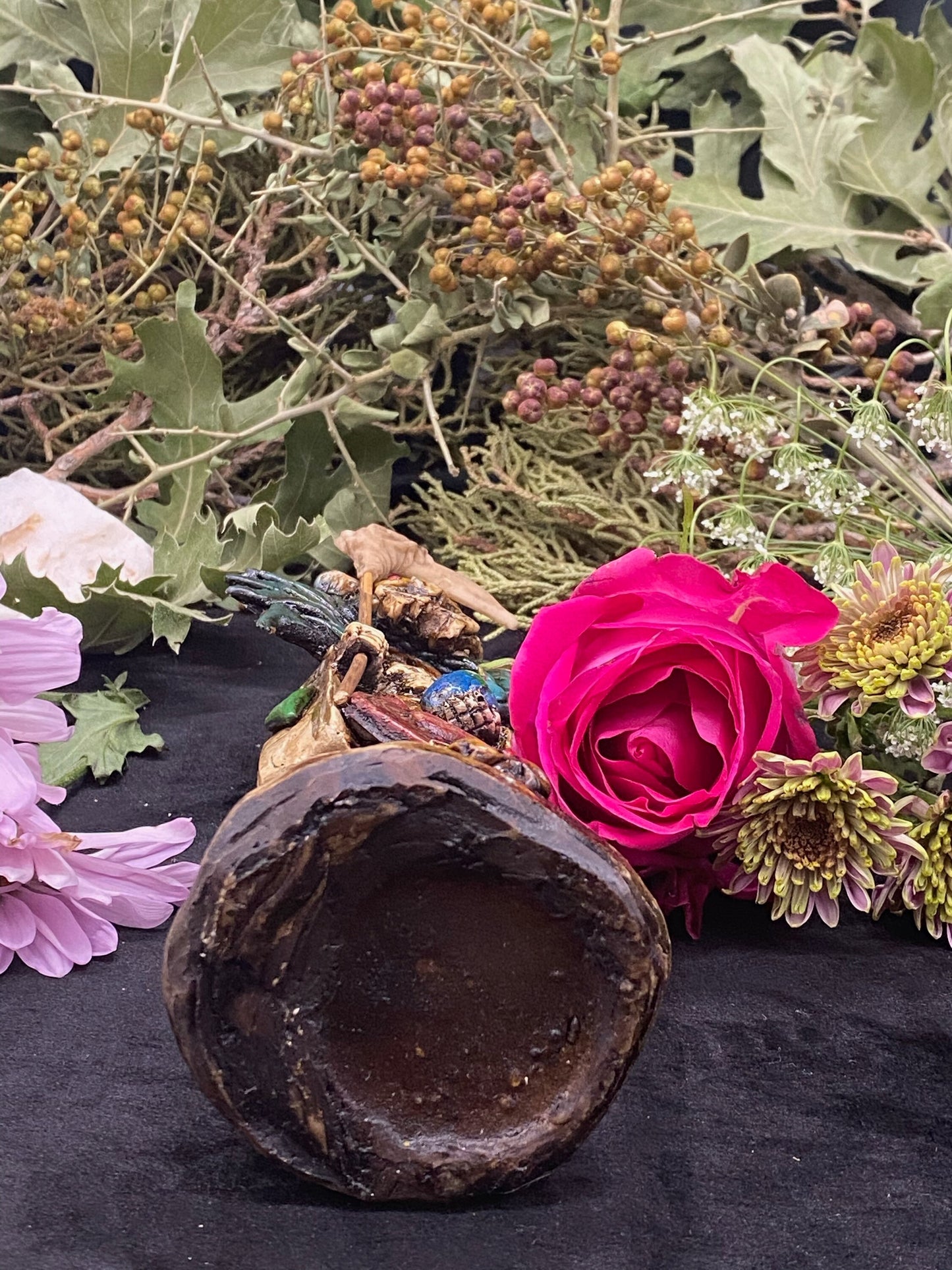 Santa Muerte Azteca Statue + 24K Gold + Baptized + Fixed + Made in Mexico