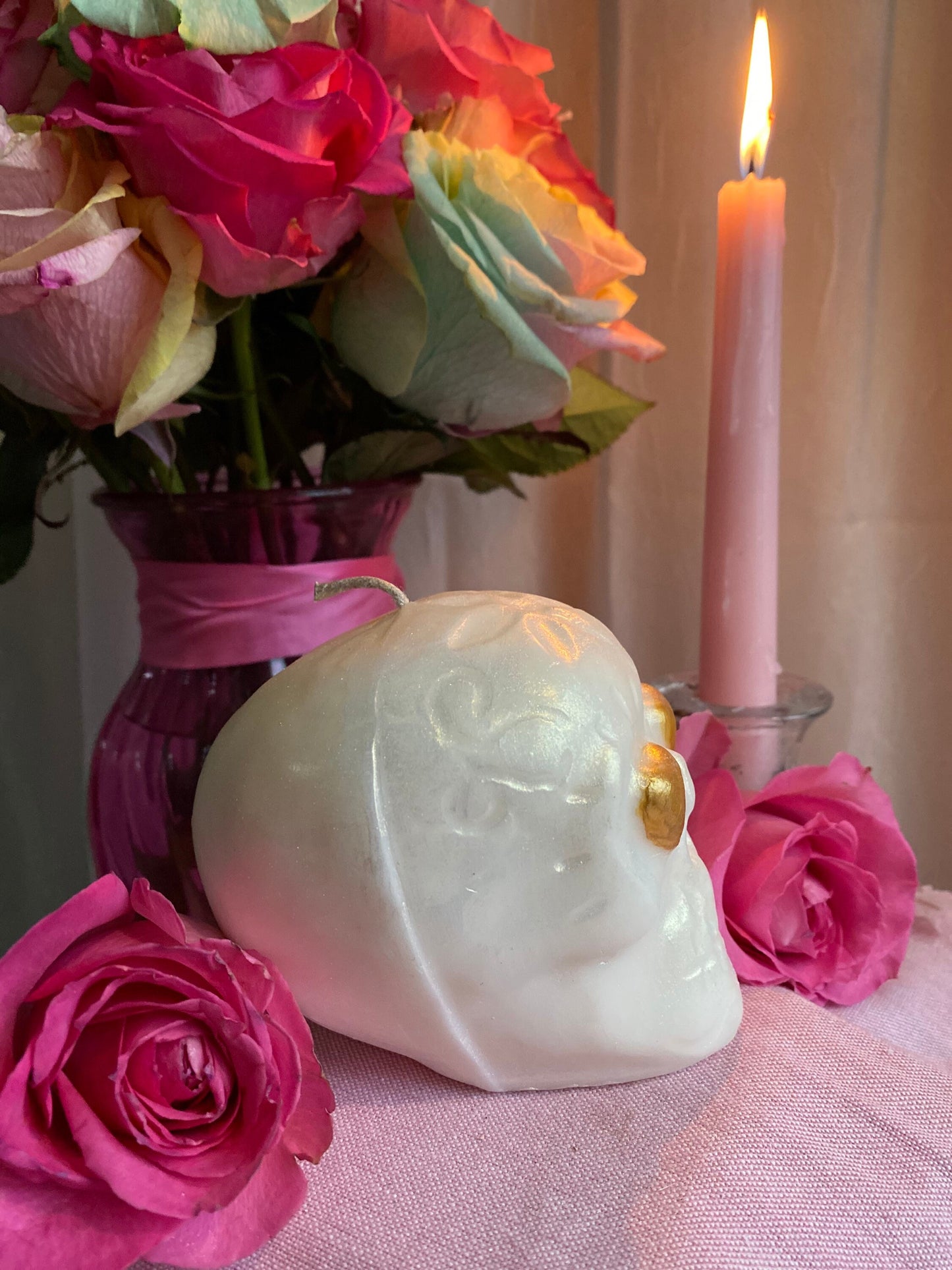 Sugar Skull Candle + Santa Muerte + Dia de los Muertos + Love