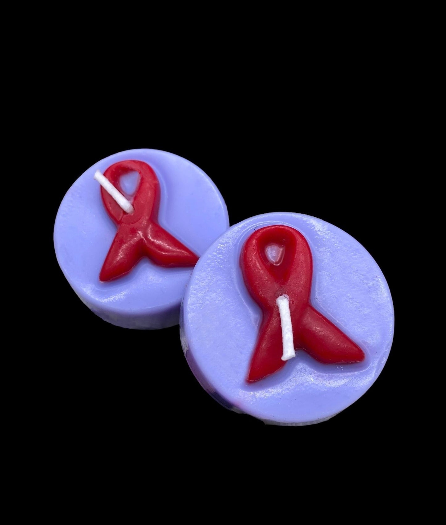 Three HIV/AIDS Awareness Red Ribbon Round Candles in Gift Box