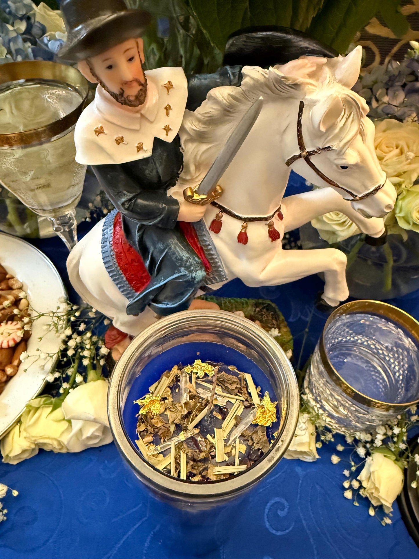 Ogou Balendyo Fixed Vigil Candle + Protection + Healing + Discipline + Masculinity + Law Keep Away + Diplomacy + 24K Gold Leaf + Blessed