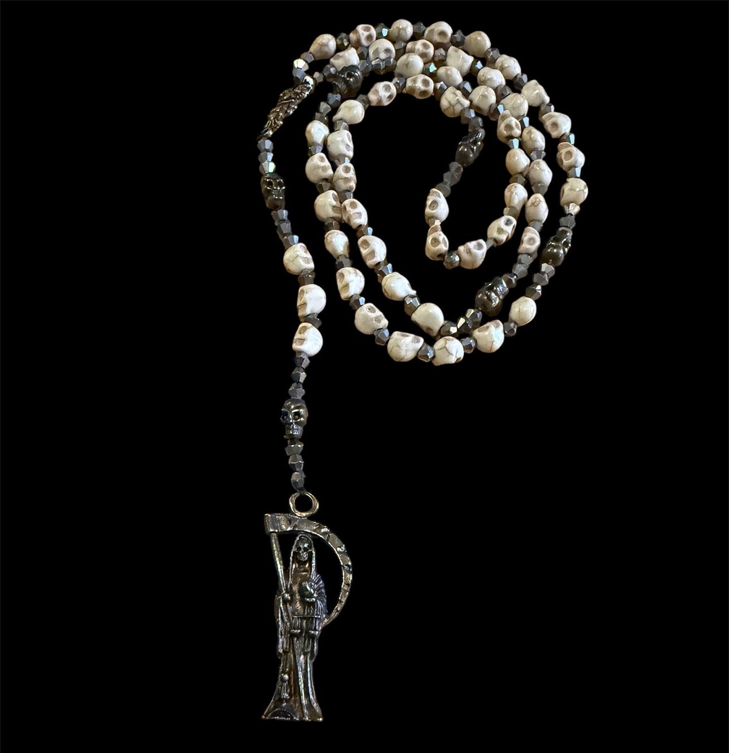 Santa Muerte Blanca Rosary de Hilo + Protection + Healing + Handcrafted + Rosario