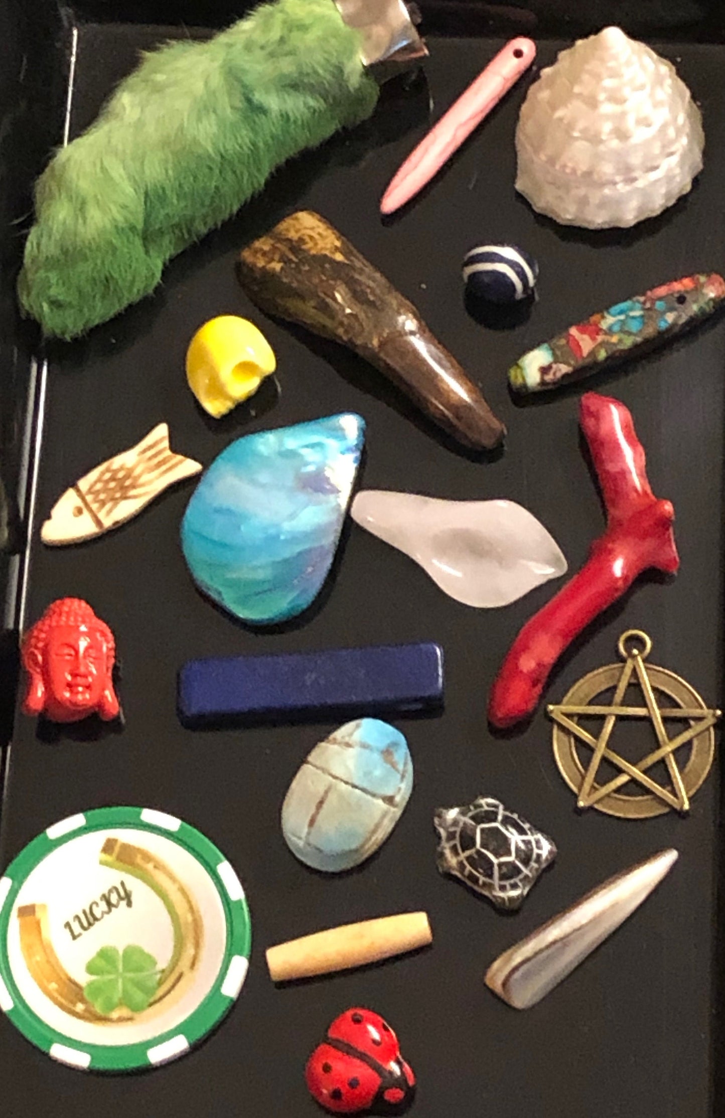 LAST ONE! Deluxe Burlap Bone, Shell, and Trinket Divination Collection (121 Pieces)