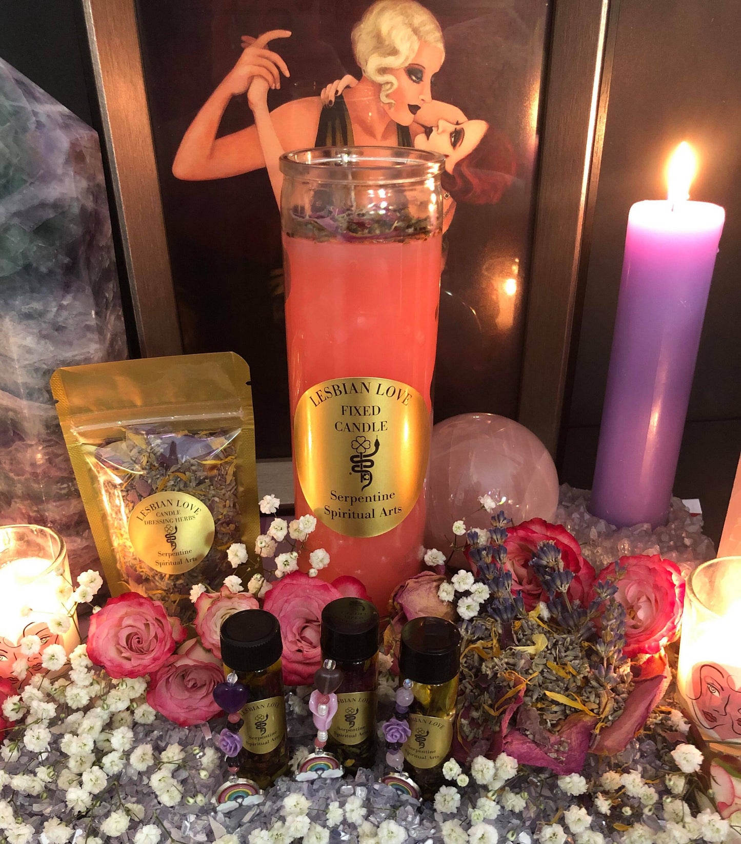 Lesbian Love Herbs + Candle Dressing