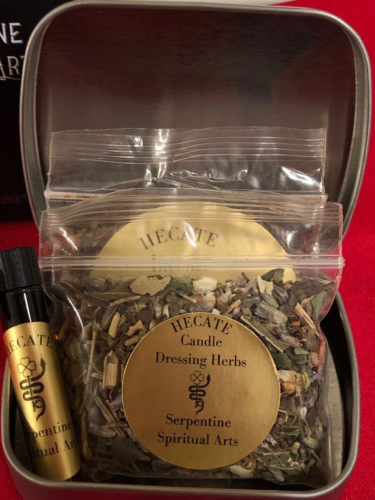 Hecate Oil, Incense, and Candle Dressing Herbs Sample Set + Queen of Witches