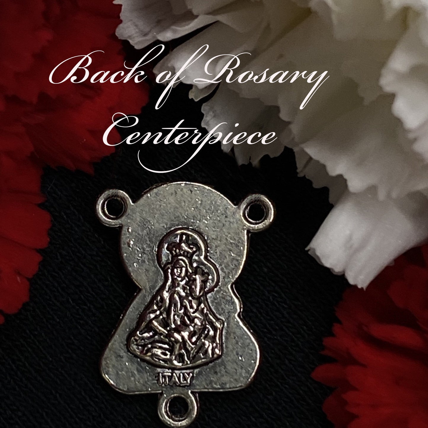 Santa Muerte Roja Rosary with Red Wood Beads & Santa Muerte Cross + Blessed + Sterling Silver Plated Chain + Handcrafted + Rosario