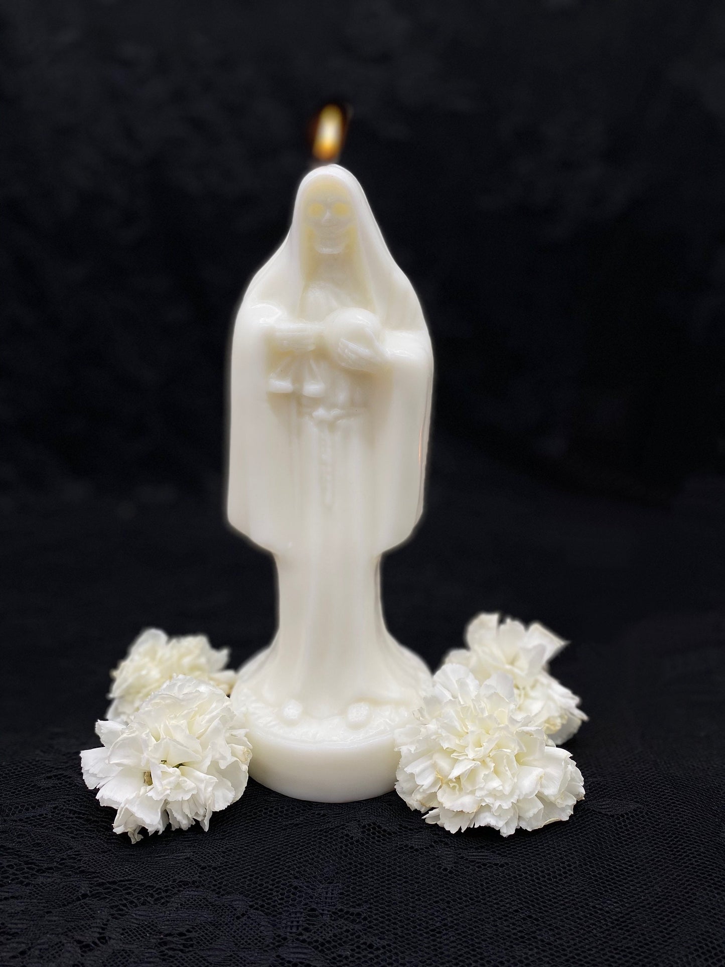 Santa Muerte Blanca Candle + Blessed + 24K Gold + Purity + Psychic + Healing + Cleansing