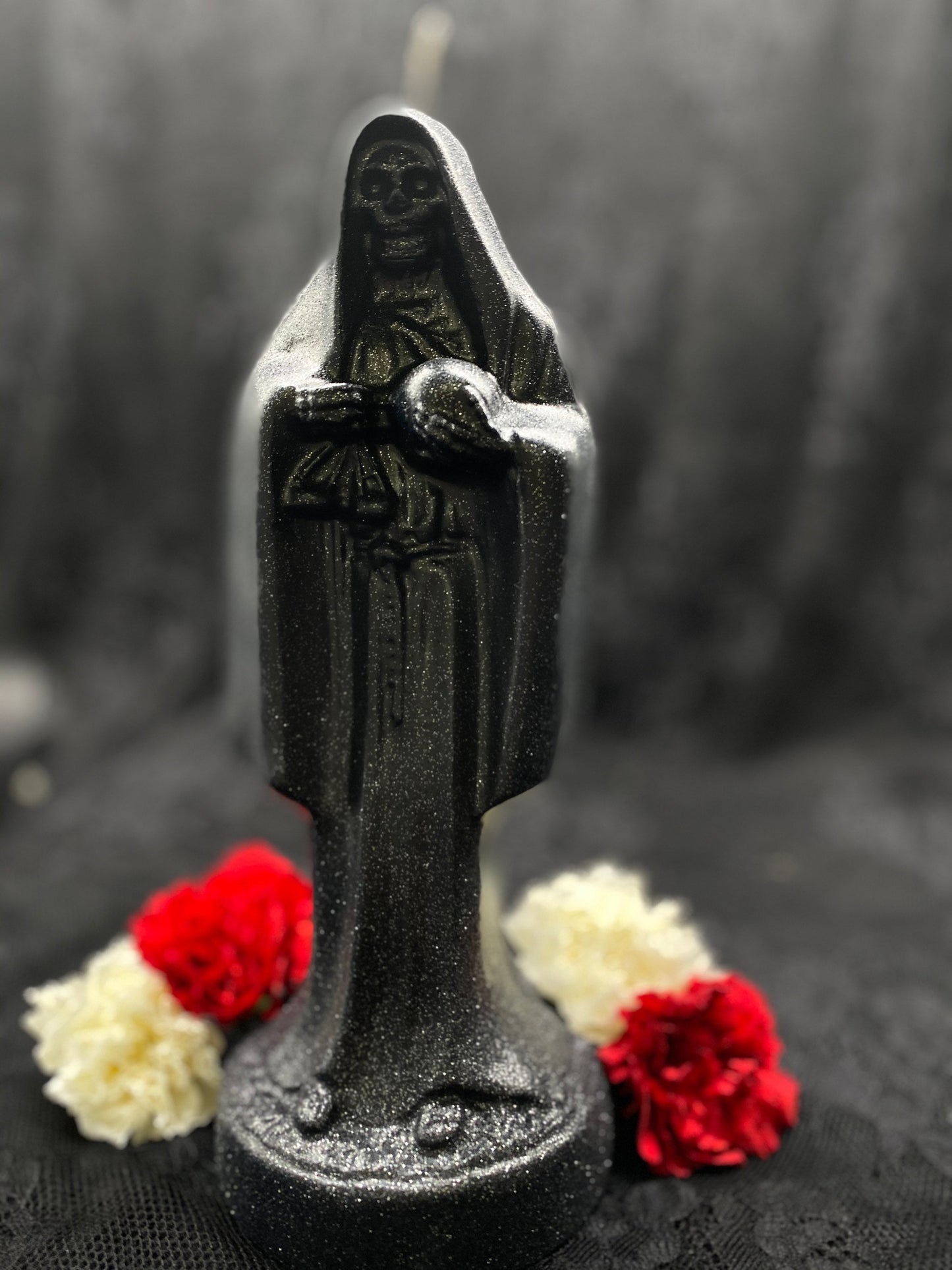 Santa Muerte Negra Candle + Protection + Binding + Reversing + 24K Gold