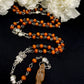 Santa Muerte Marron Rosary with Wood Beads + Blessed + Sterling Silver Plated Chain + Handcrafted + Rosario
