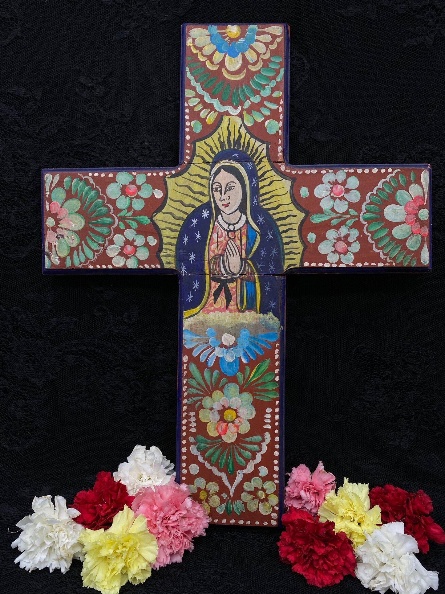 Hand-painted Guadalupe Crucifix + Blessed + Made in Mexico
