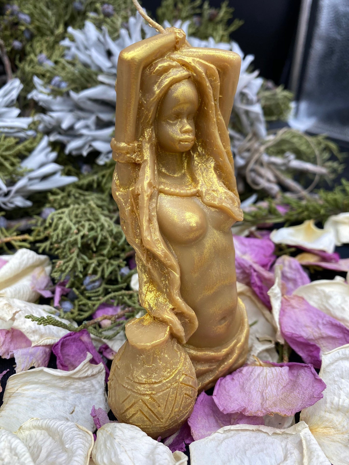 Oshun Candle + African Spirit of Love & Prosperity + Ochun Energy + Orisha + Santeria + Ifa + Yoruba + Lukumi + Santerismo