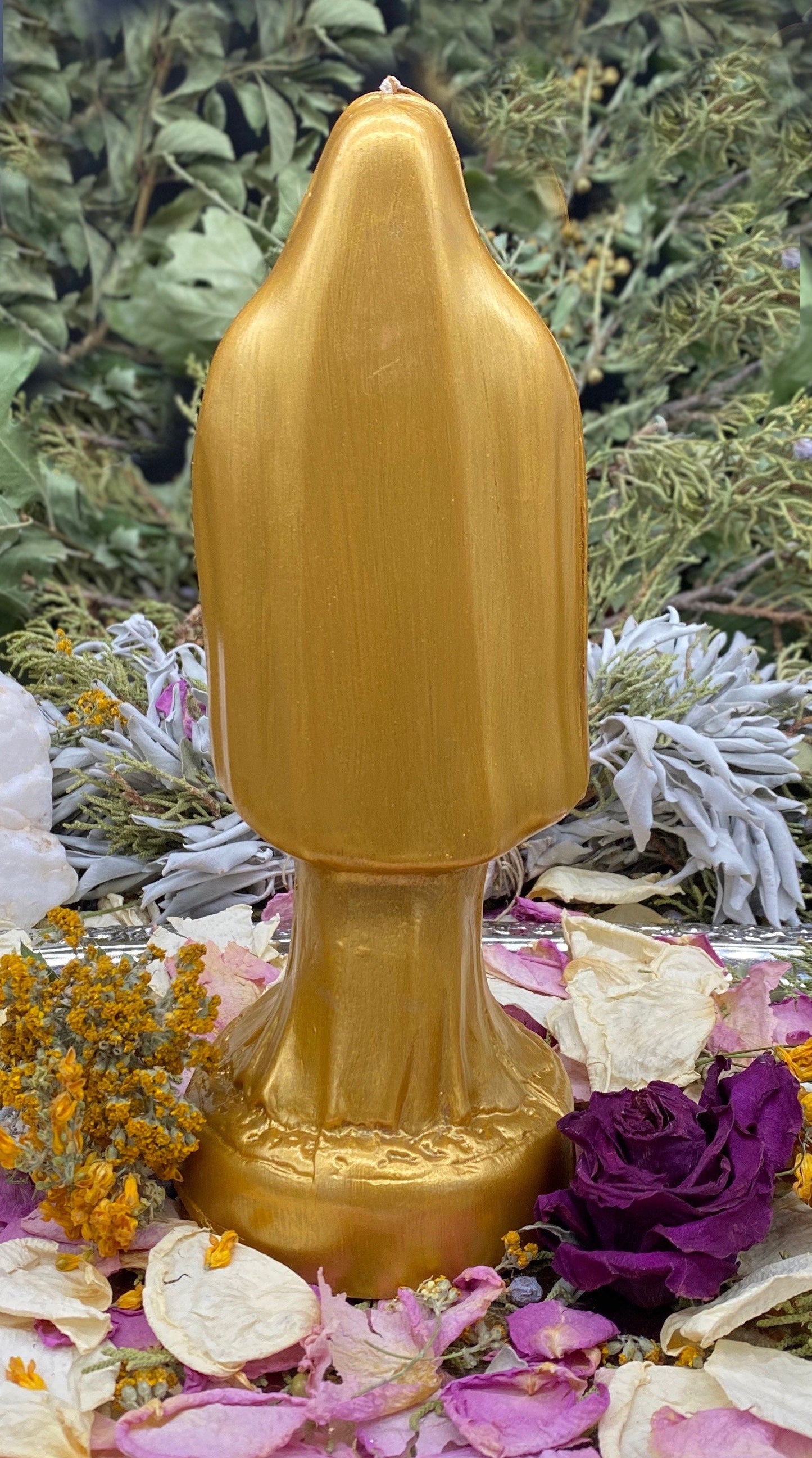 Santa Muerte Dorada / Oro Candle + Blessed + 24K Gold + Money + Abundance