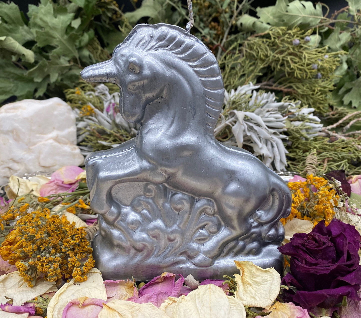 Silver Unicorn Candle