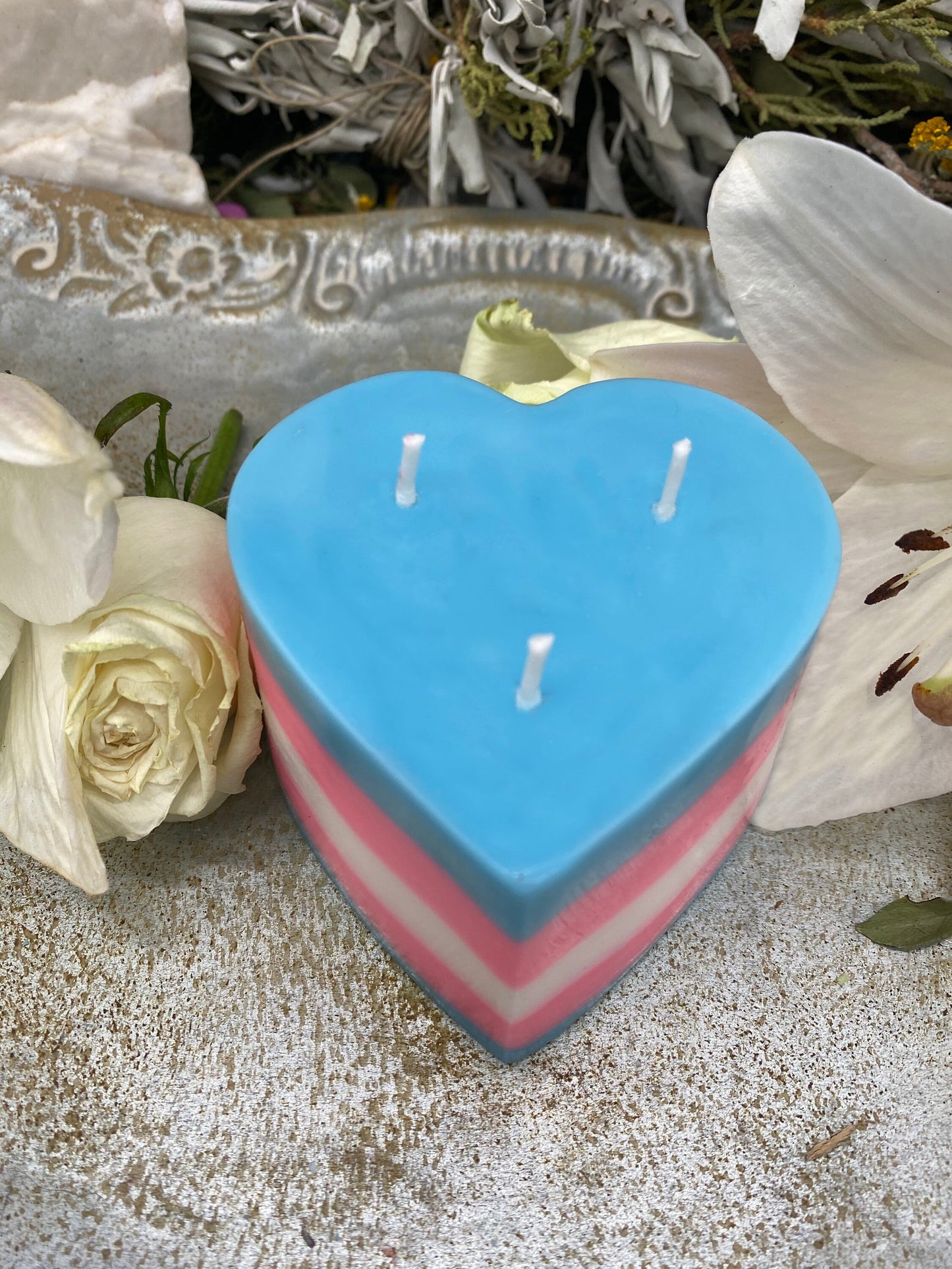 Transgender Pride Heart Candle