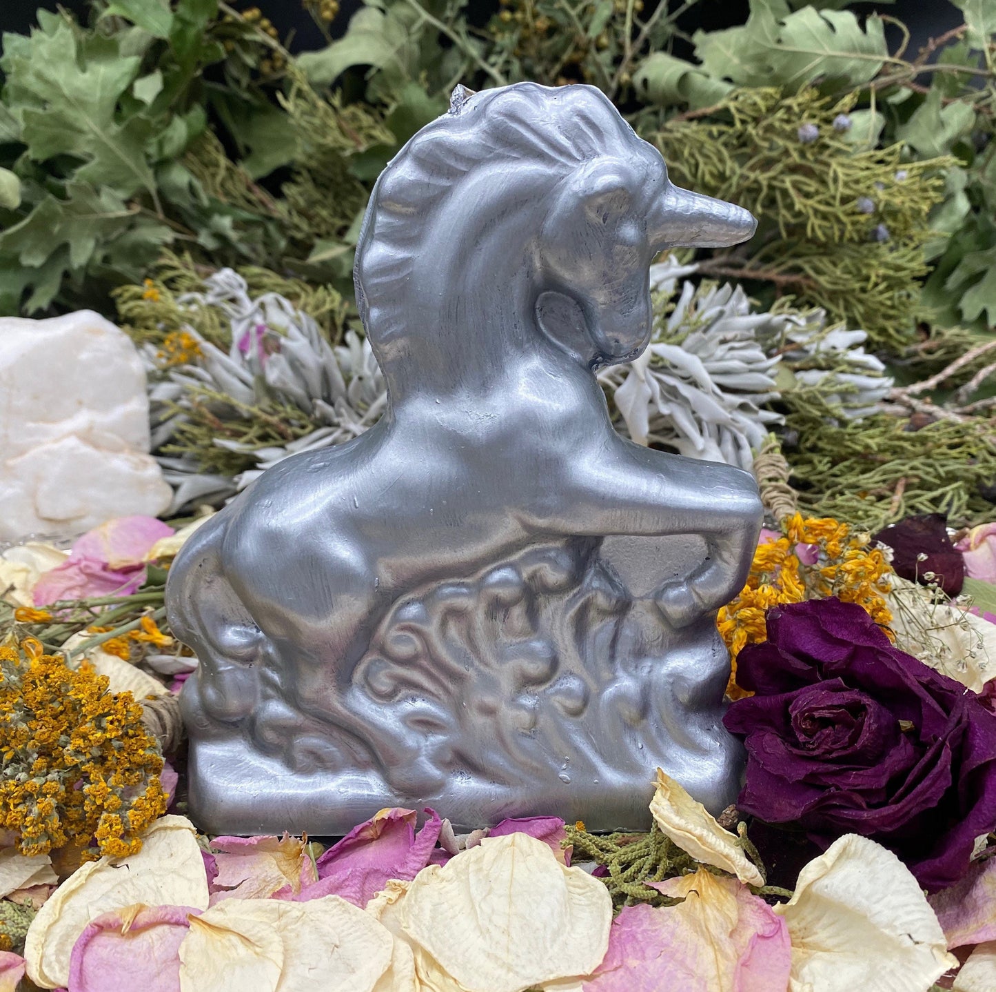 Silver Unicorn Candle