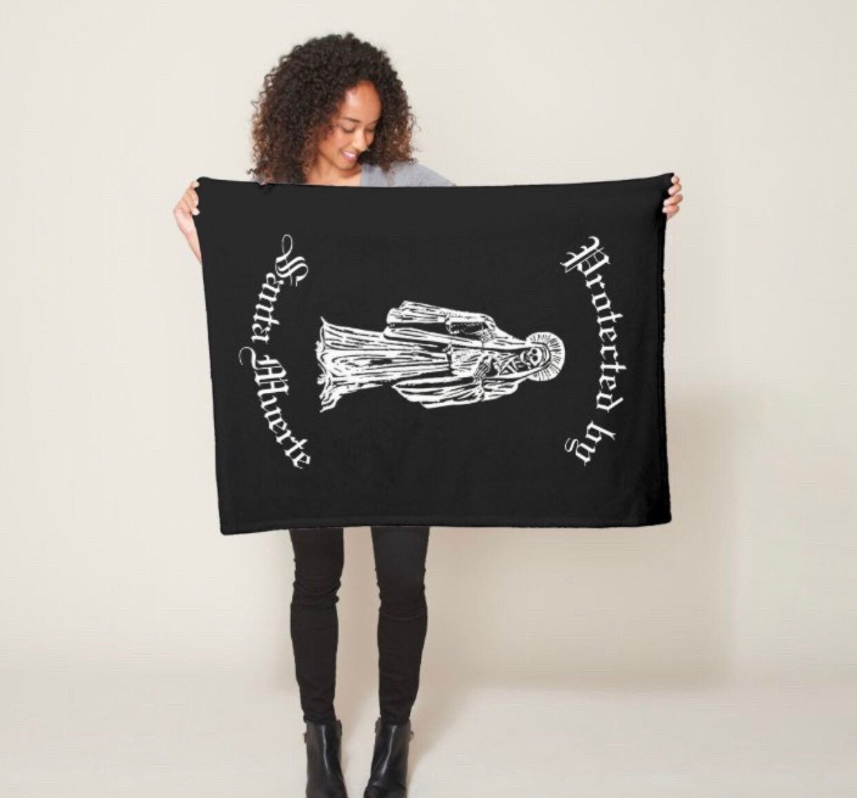 Protected by Santa Muerte Fleece Blanket