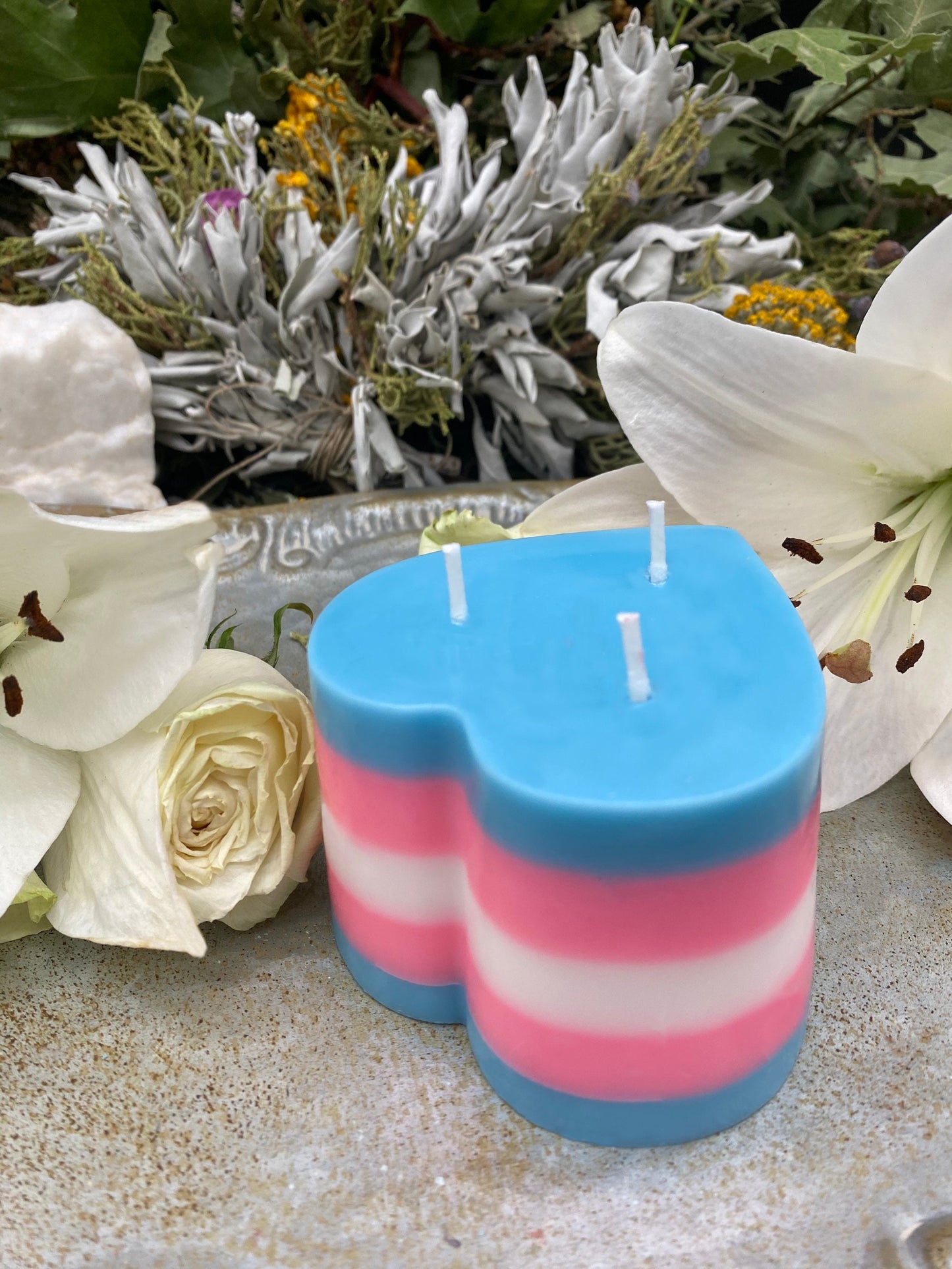 Transgender Pride Heart Candle
