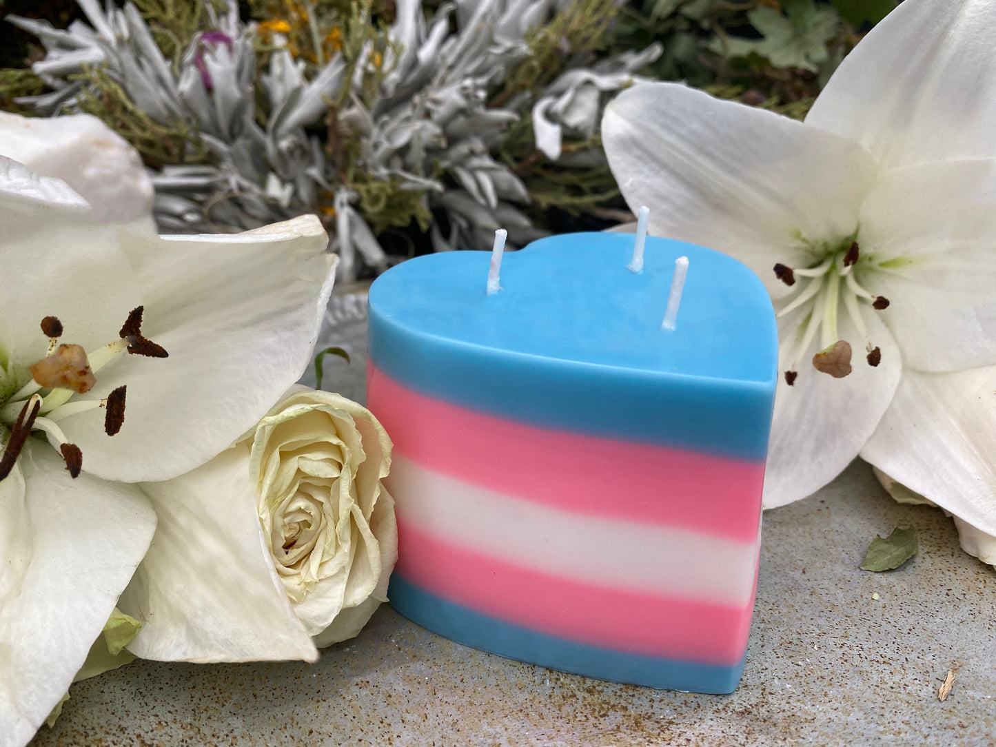 Transgender Pride Heart Candle