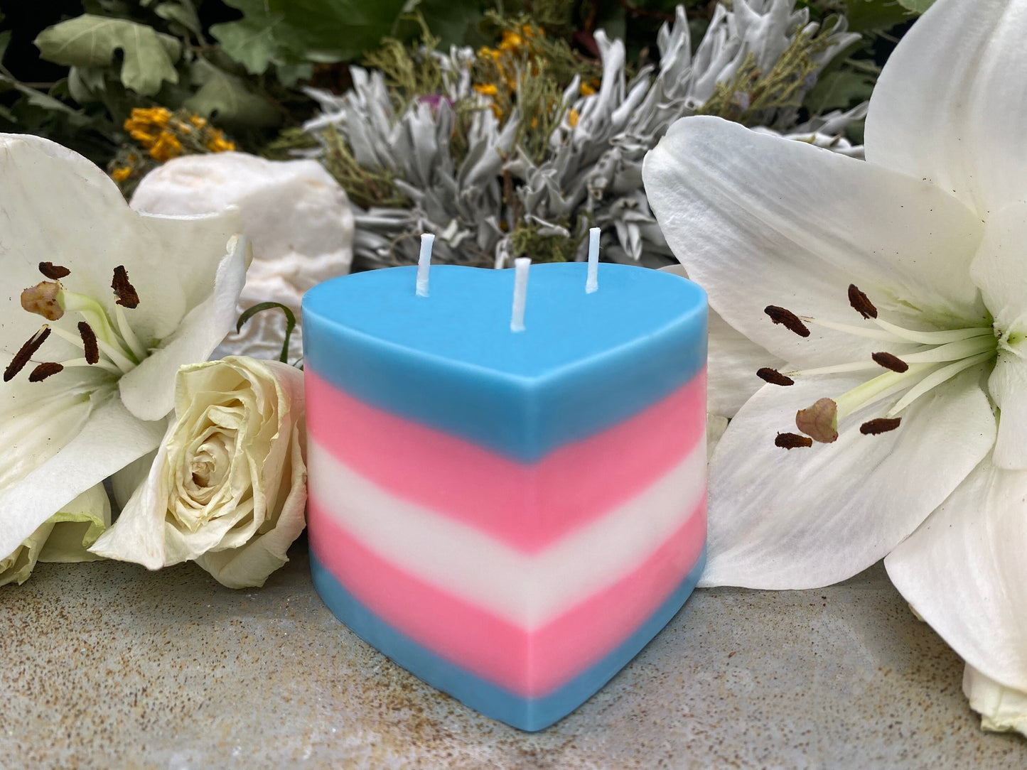 Transgender Pride Heart Candle