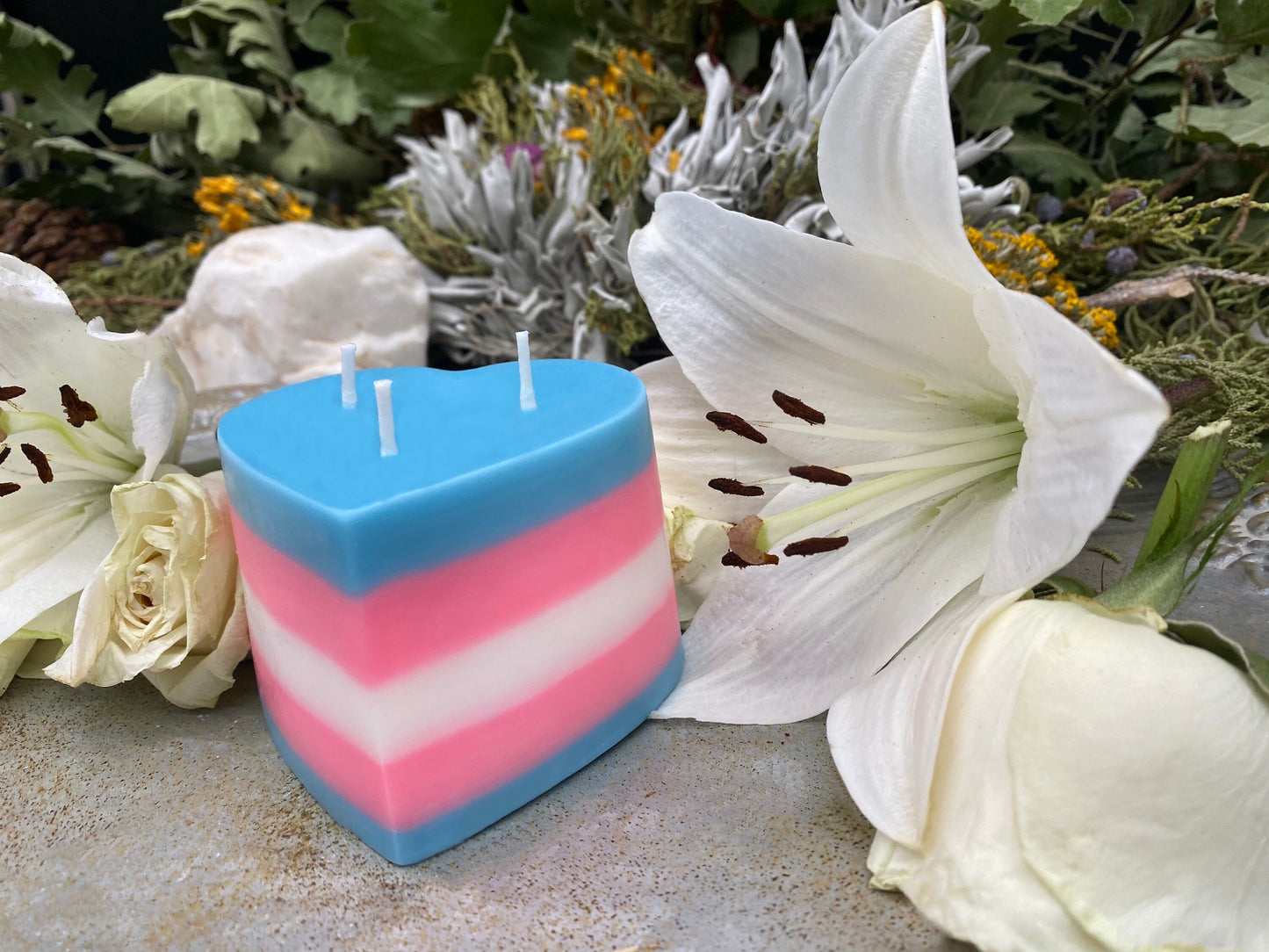 Transgender Pride Heart Candle