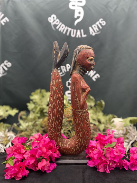Beautiful Mami Wata Statue Traditionally Hand Carved by the Senufo of the Ivory Coast + 16”