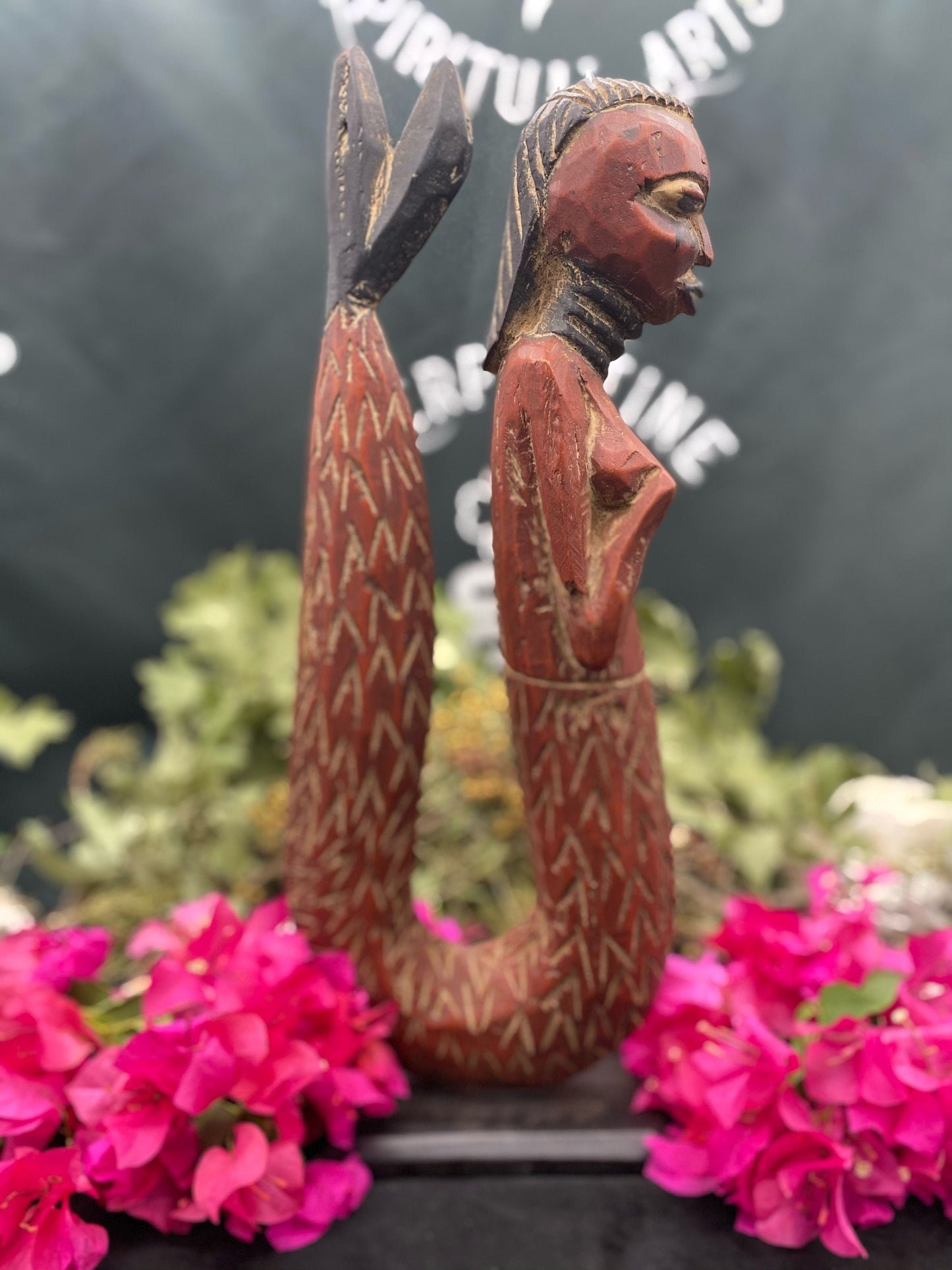 Beautiful Mami Wata Statue Traditionally Hand Carved by the Senufo of the Ivory Coast + 16”