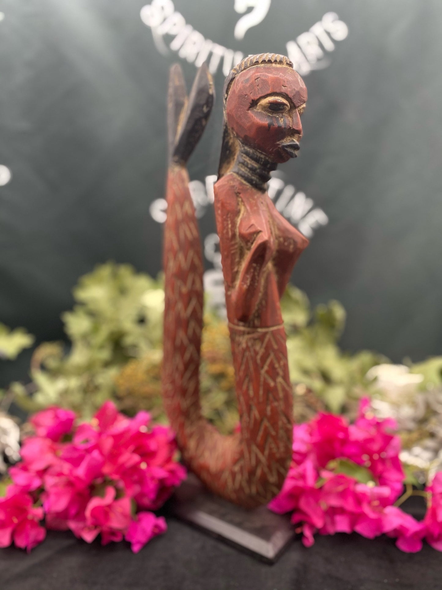 Beautiful Mami Wata Statue Traditionally Hand Carved by the Senufo of the Ivory Coast + 16”