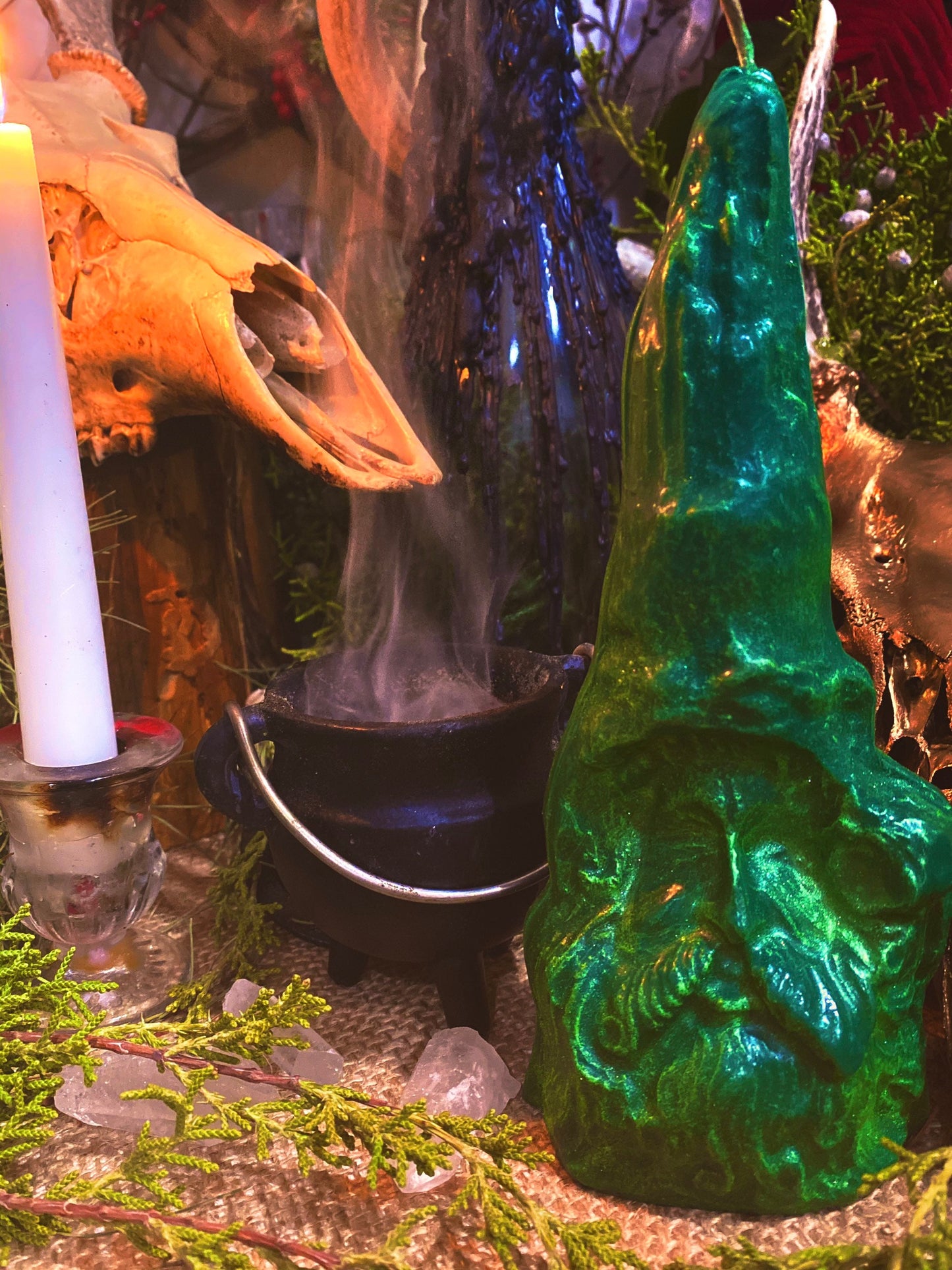 Green Man Candle + Wizard + Warlock