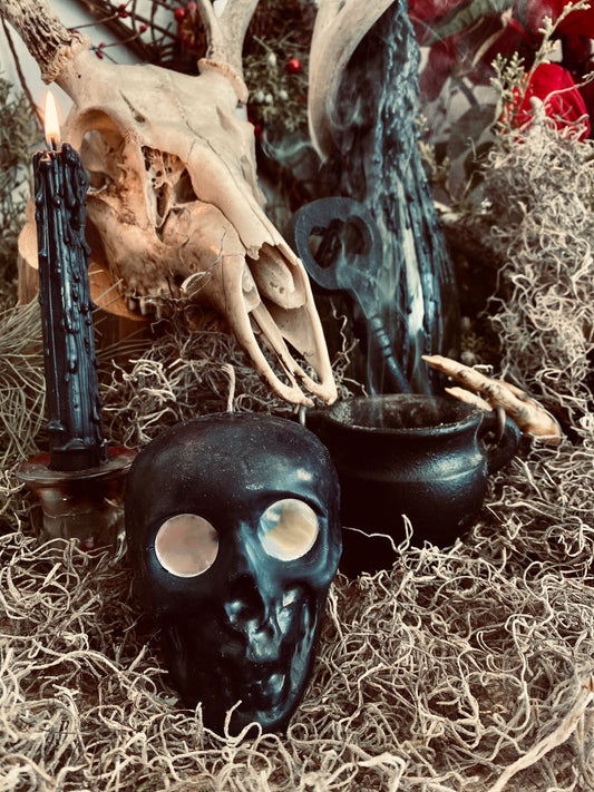 Skull Candle with Mirror Eyes + Reversing + Revealing + Mirror Work