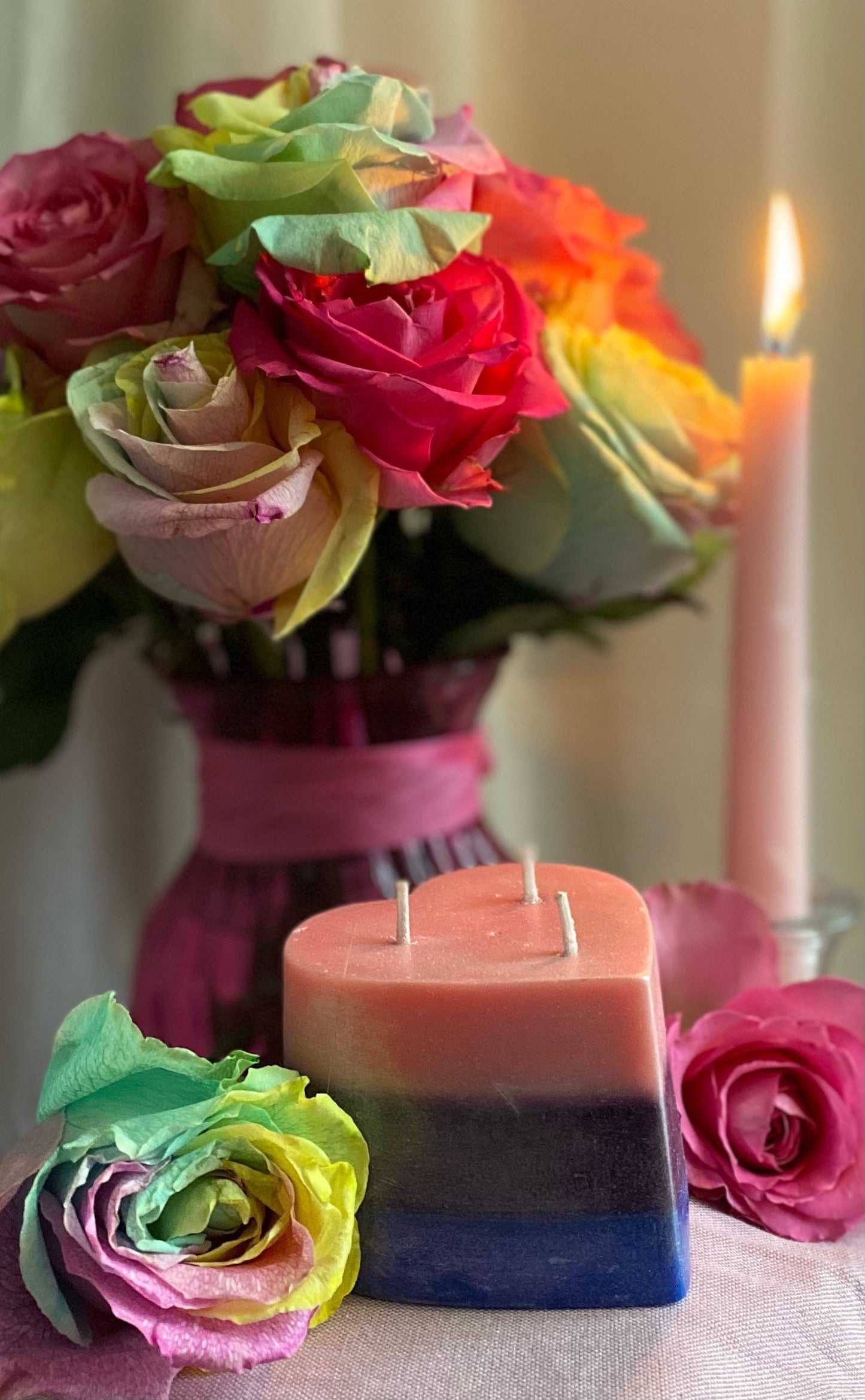 Bisexual Pride Heart Candle