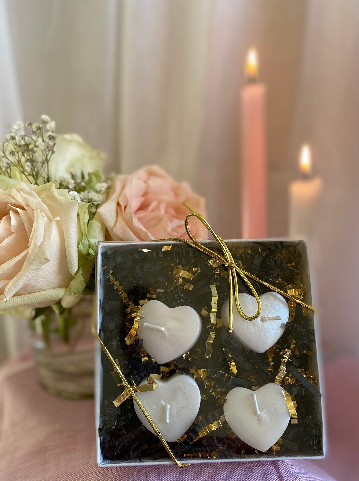 Heart Tealight Candles in Gift Box + Love + Passion