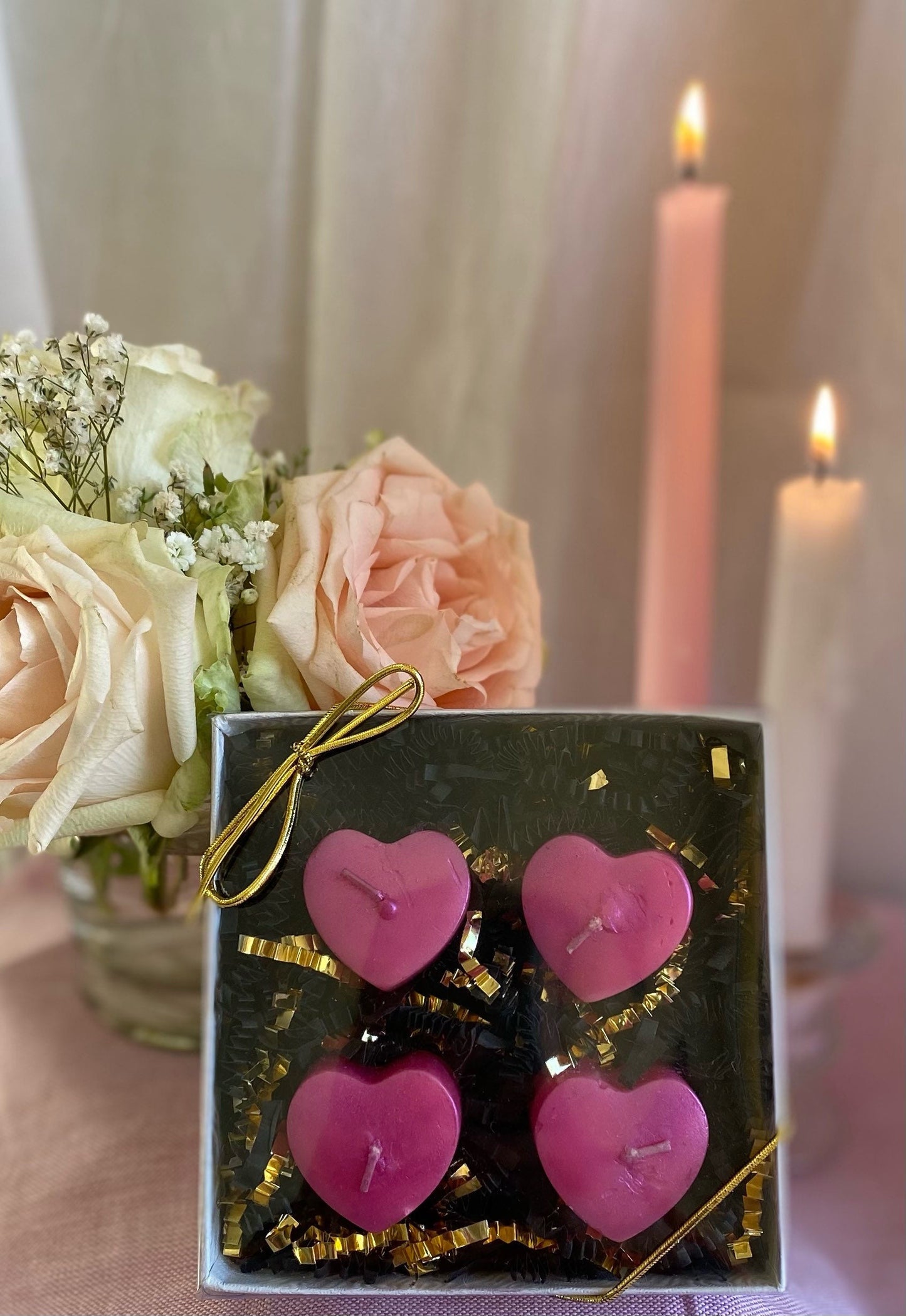 Heart Tealight Candles in Gift Box + Love + Passion