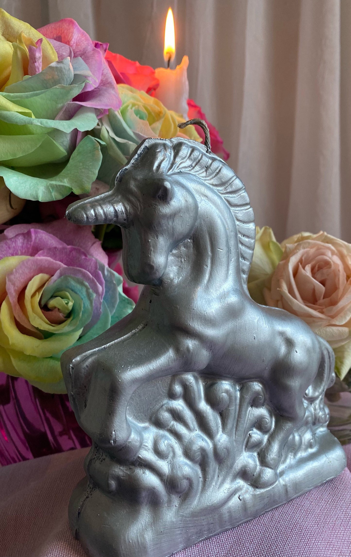 Silver Unicorn Candle