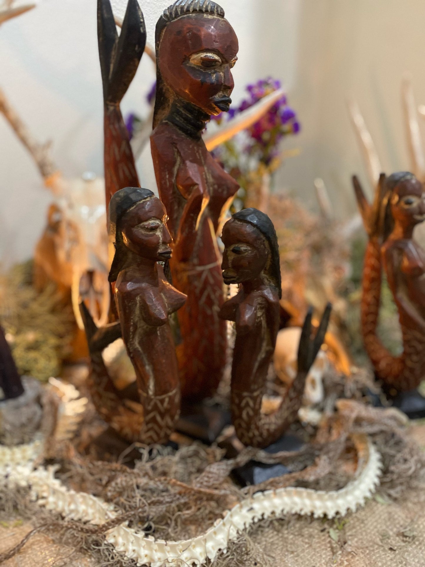 Beautiful Mami Wata Statue Traditionally Hand Carved by the Senufo of the Ivory Coast + 16”