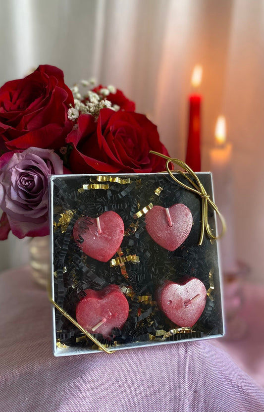 Heart Tealight Candles in Gift Box + Love + Passion