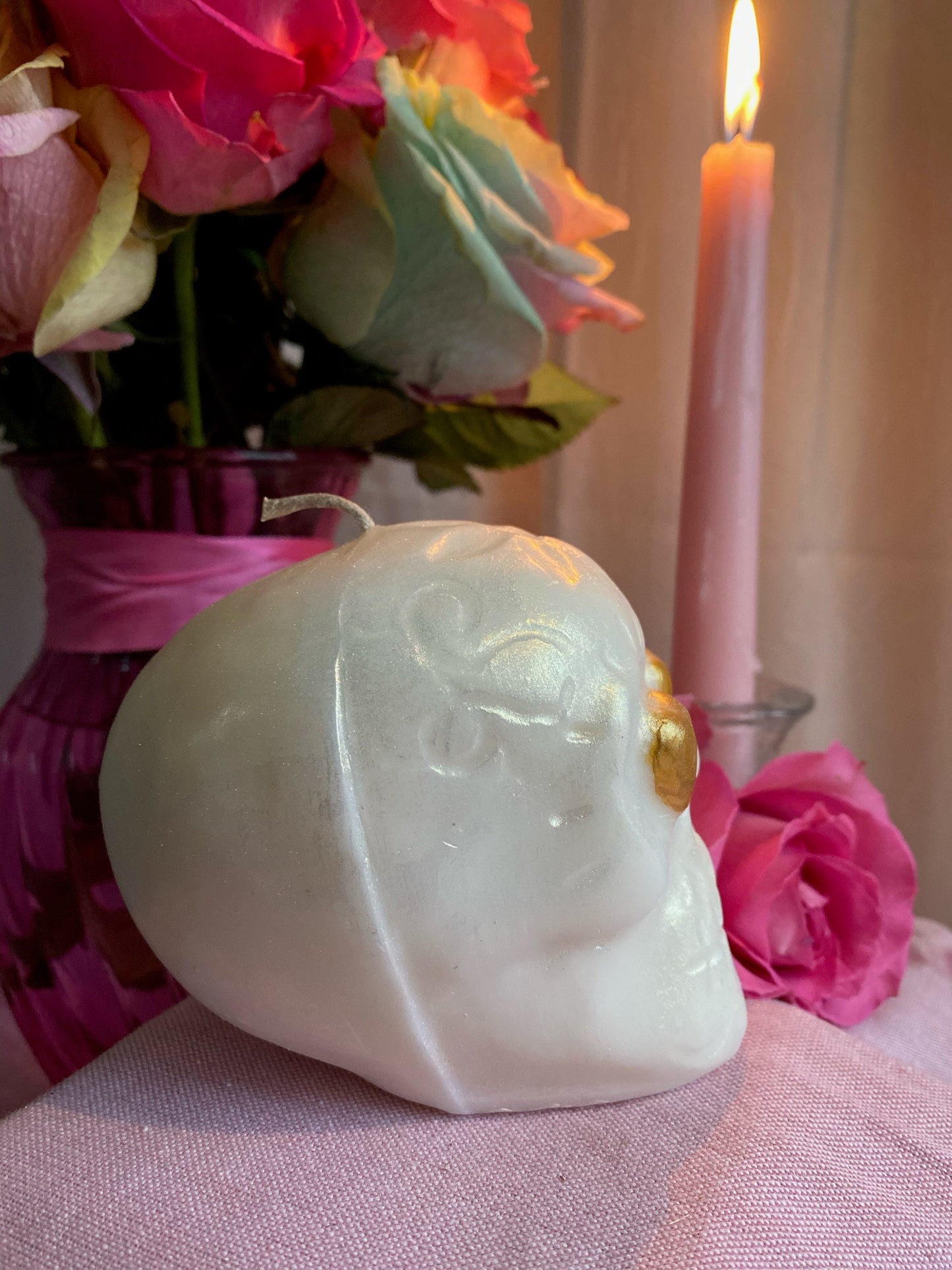 Sugar Skull Candle + Santa Muerte + Dia de los Muertos