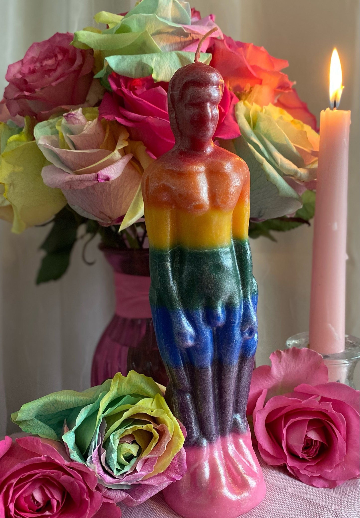 Male & Female LGBTQ+ Pride Rainbow Figure Candles + Gay + Lesbian + Bisexual