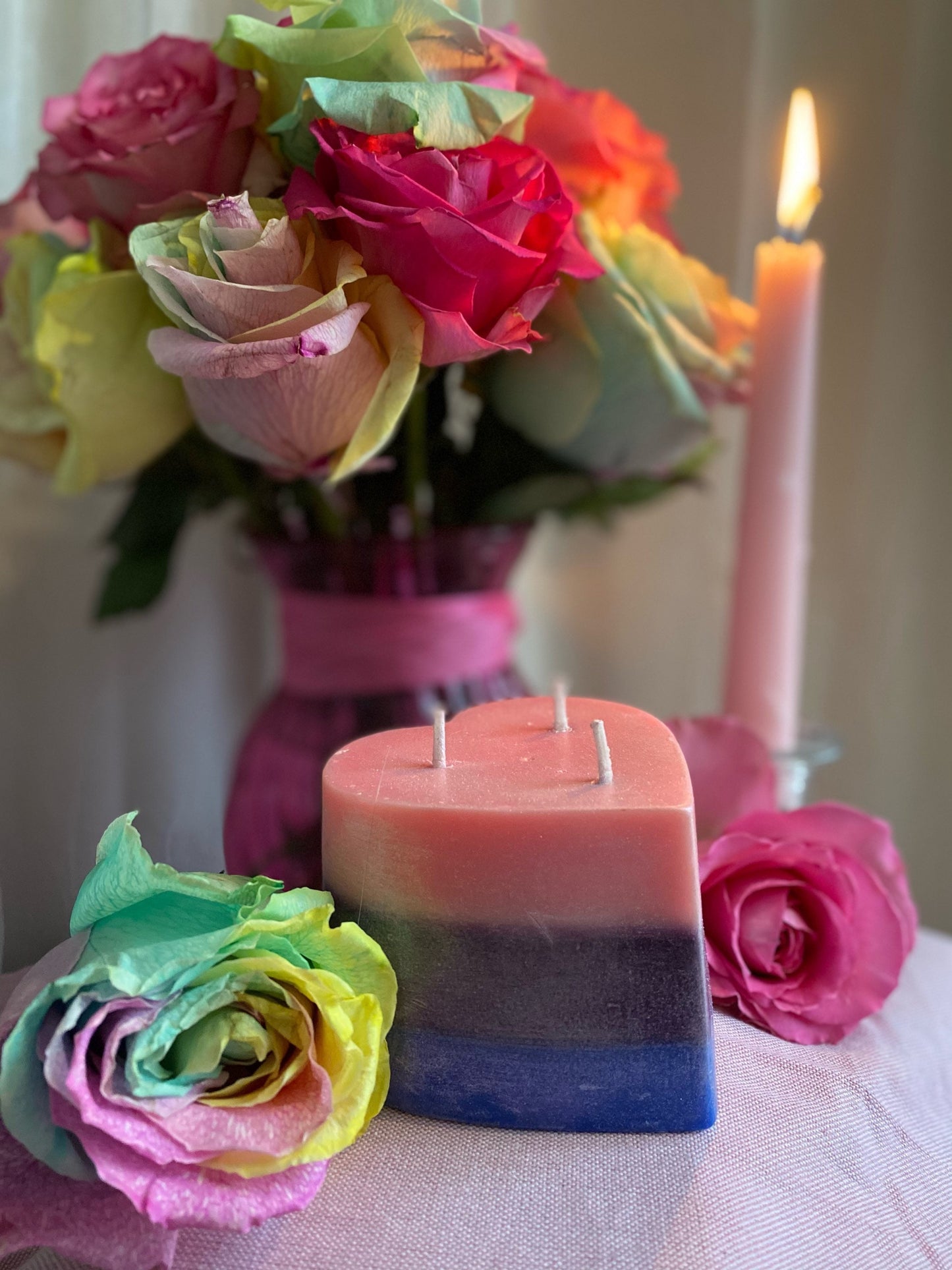 Bisexual Pride Heart Candle
