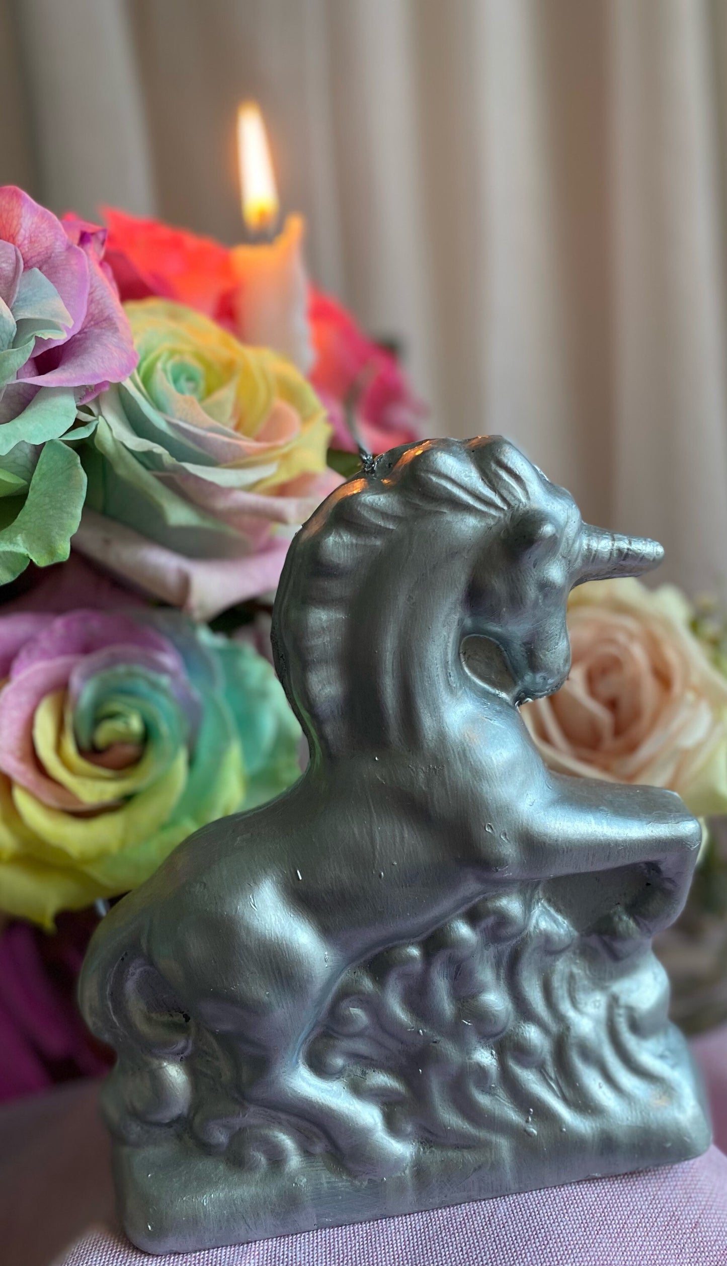 Silver Unicorn Candle