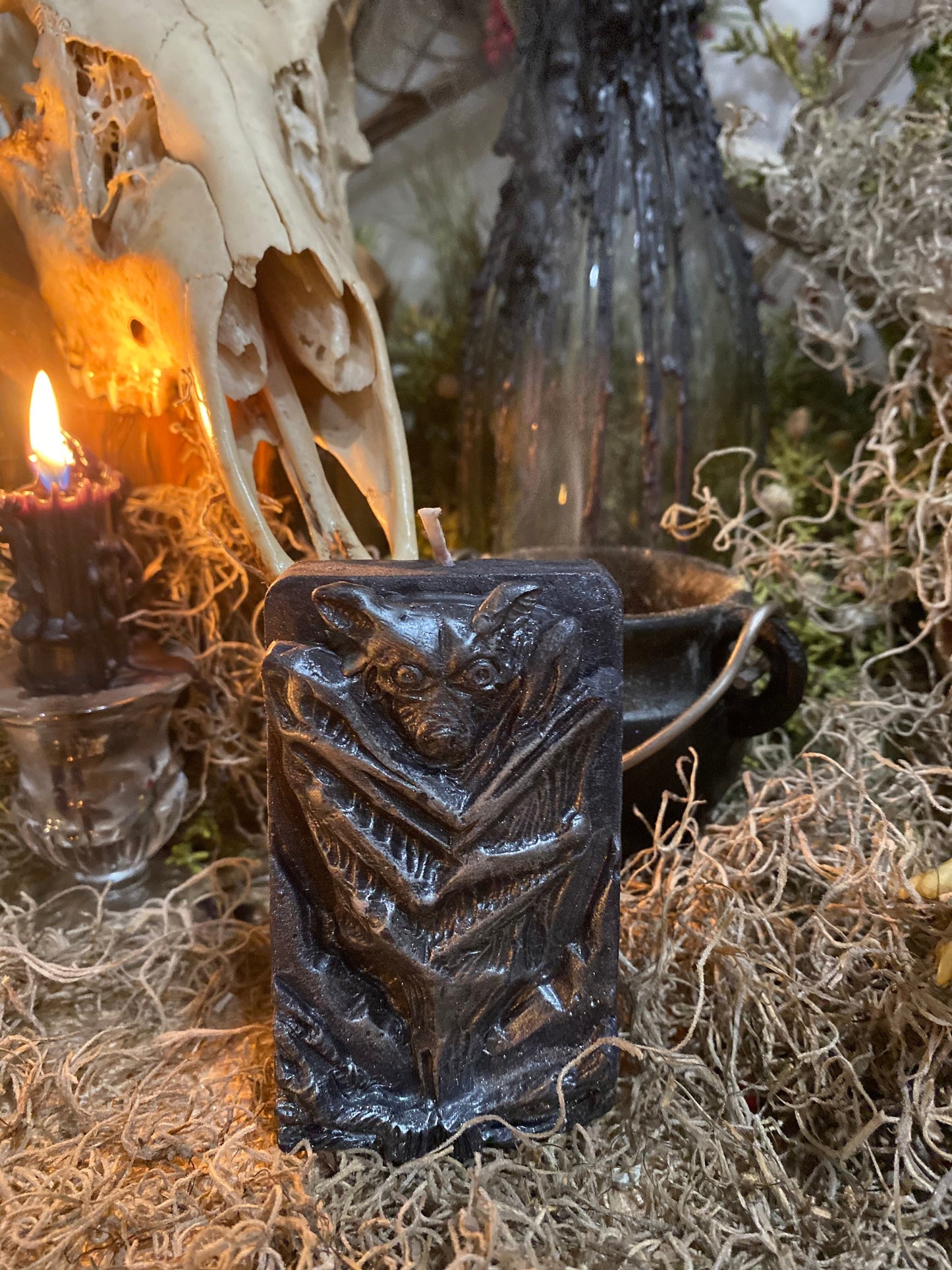 Bat Candle + Hecate + Santa Muerte