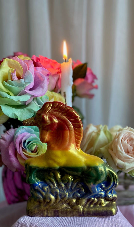 Rainbow Unicorn Candle + Queer Pride + LGBTQI